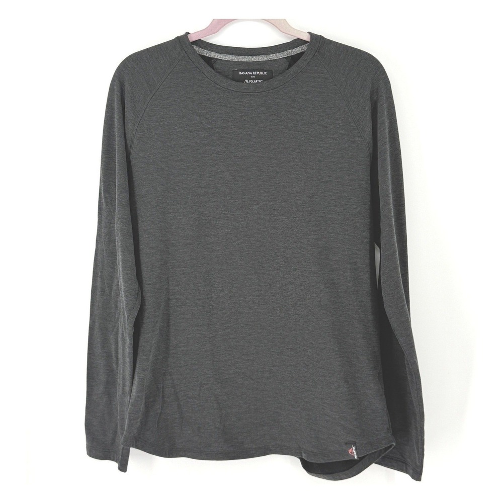 Banana Republic Mens Polartec Heathered Gray Long Sleeve Shirt Gorpcore Size M